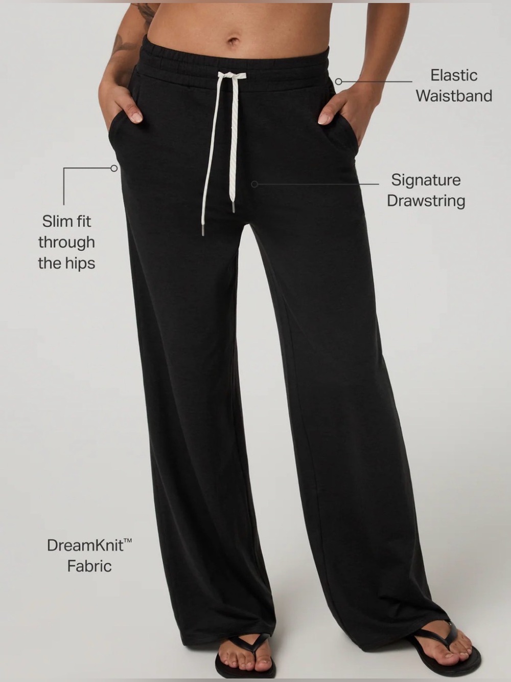 Vuori Halo Essential Wide Leg Pants Black - Picture 3 of 8
